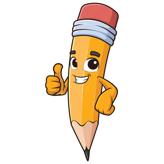 Royalty-free stock vector illustration of a pencil thumbs up.