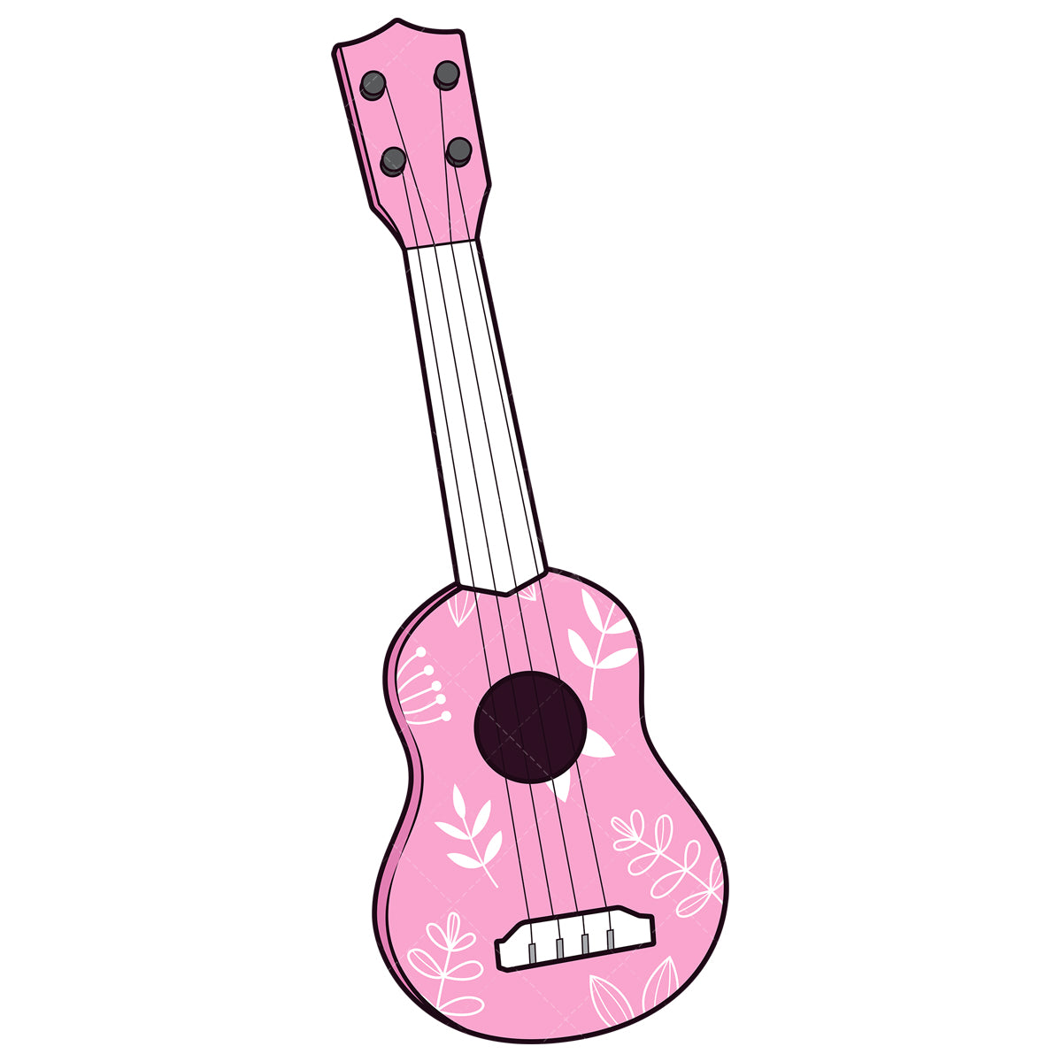 Royalty-free stock vector illustration of a pink ukulele.