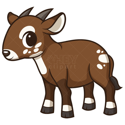 Royalty-free stock vector illustration of a saola in chibi kawaii style.