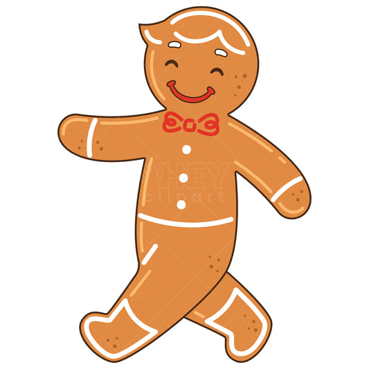 Royalty-free vector illustration of a walking gingerbread man.