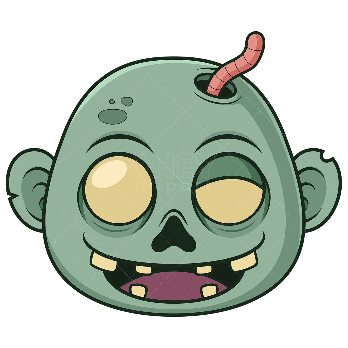 Royalty-free stock vector illustration of a zombie head.