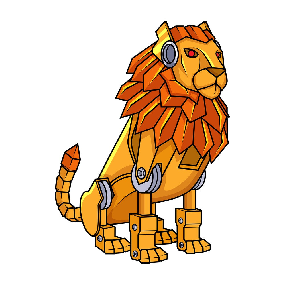 Robotic lion robot. PNG - JPG and vector EPS (infinitely scalable).