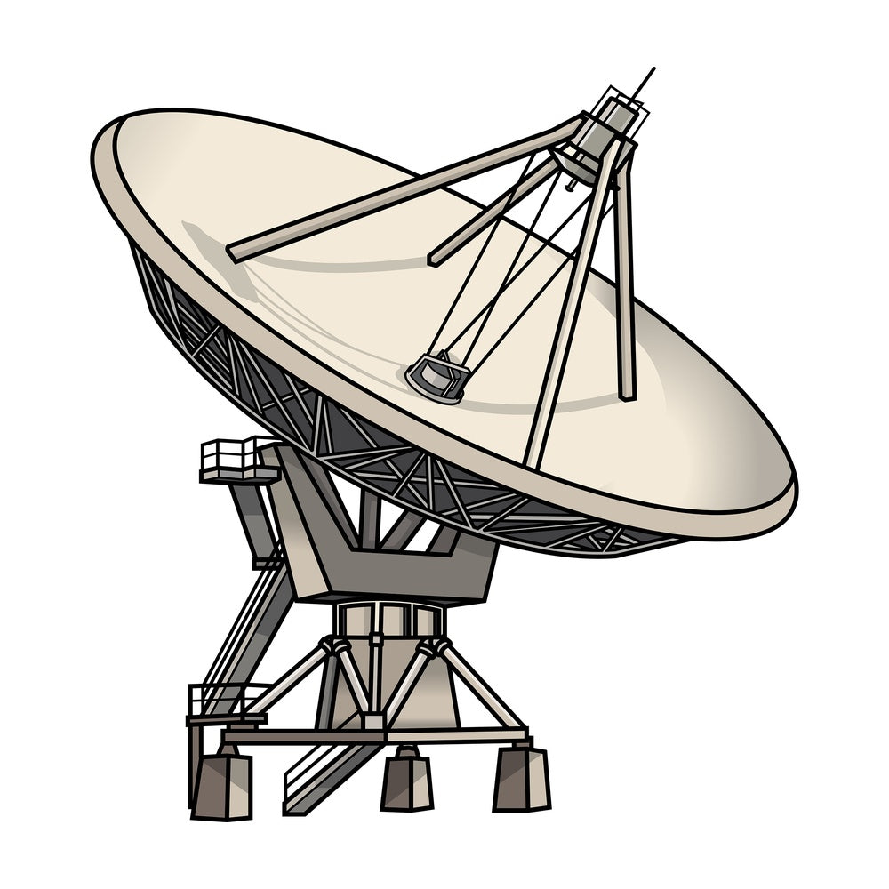 Satellite dish. PNG - JPG and vector EPS file formats (infinitely scalable). Image isolated on transparent background.