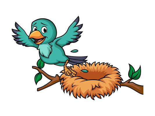 Bird leaving its nest. PNG - JPG and vector EPS file formats (infinitely scalable). Image isolated on transparent background.