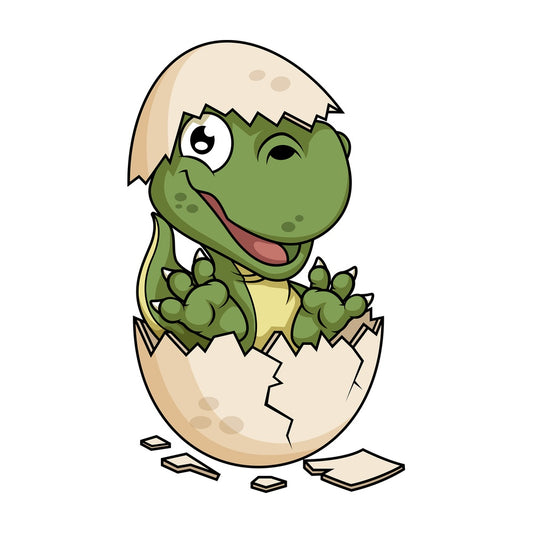 Dinosaur hatching from egg. PNG - JPG and vector EPS file formats (infinitely scalable). Image isolated on transparent background.