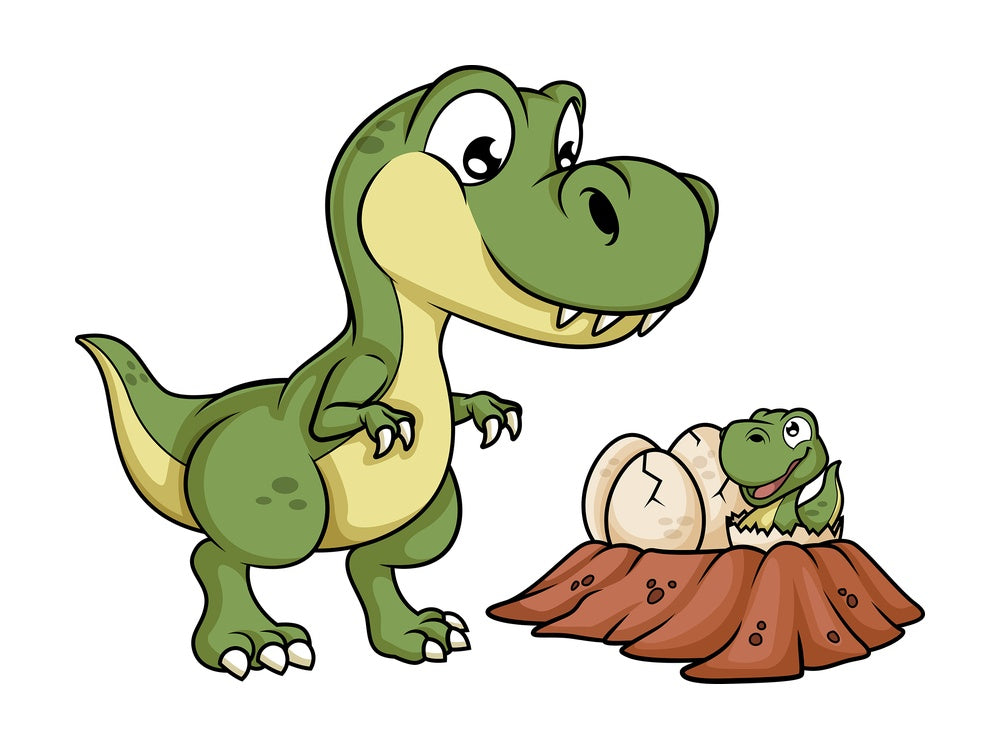 Dinosaur mother near its nest. PNG - JPG and vector EPS file formats (infinitely scalable). Image isolated on transparent background.