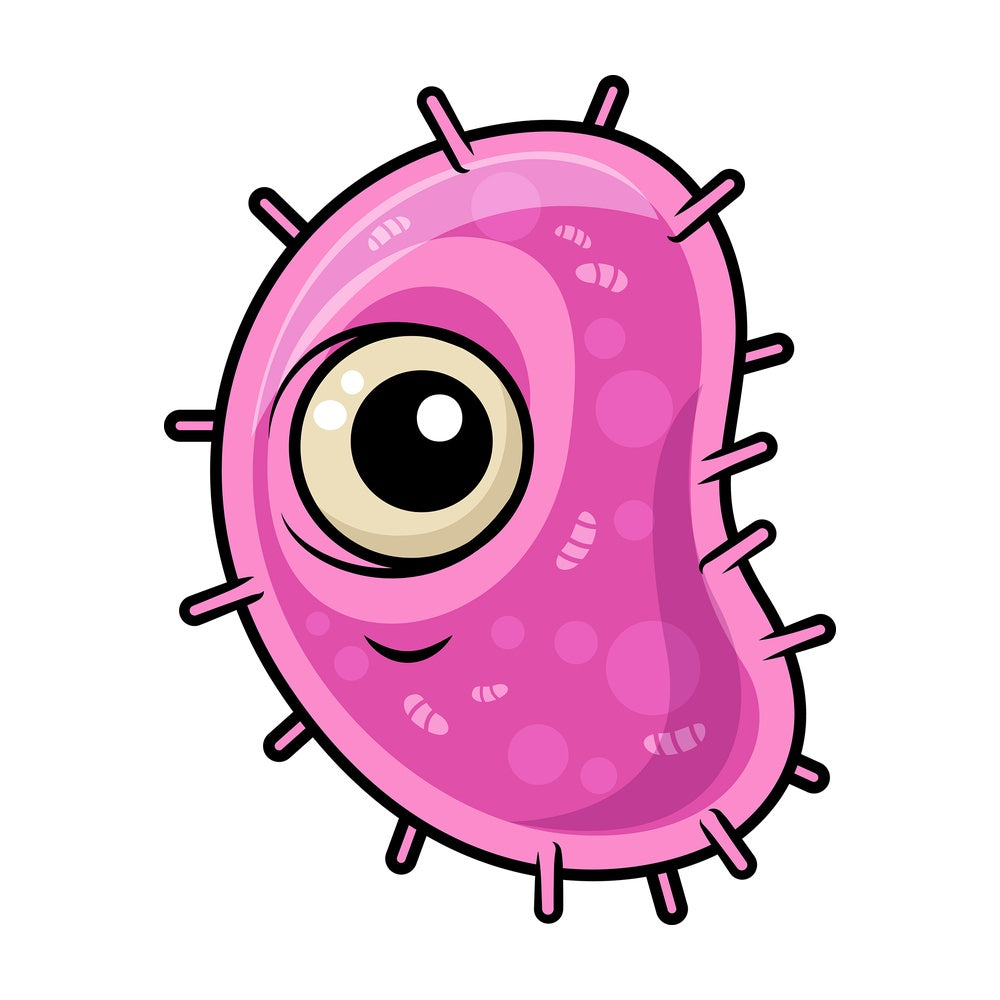 One-eyed pink bacteria. PNG - JPG and vector EPS (infinitely scalable).