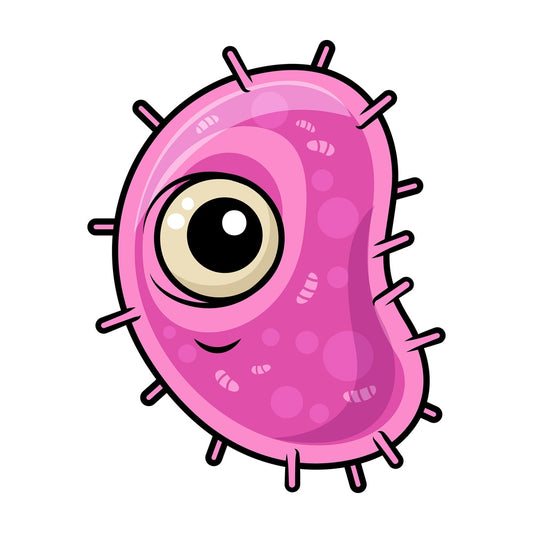 One-eyed pink bacteria. PNG - JPG and vector EPS (infinitely scalable).