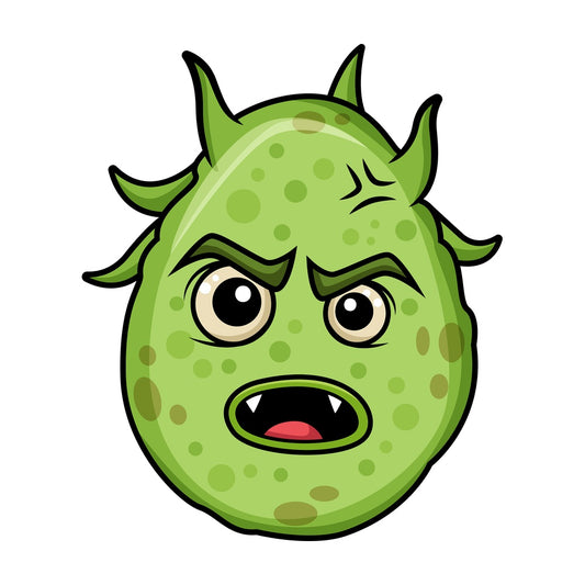 Angry green germ. PNG - JPG and vector EPS (infinitely scalable).