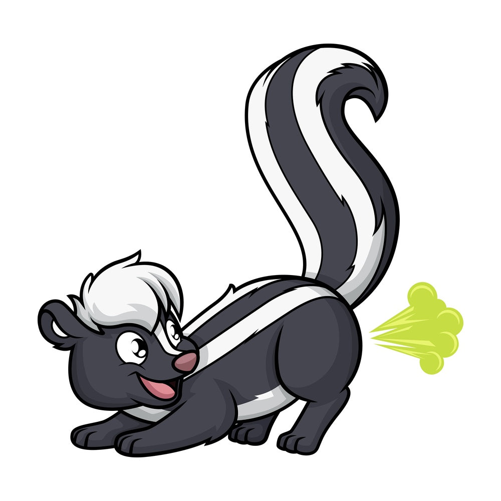 Skunk spraying. PNG - JPG and vector EPS (infinitely scalable).