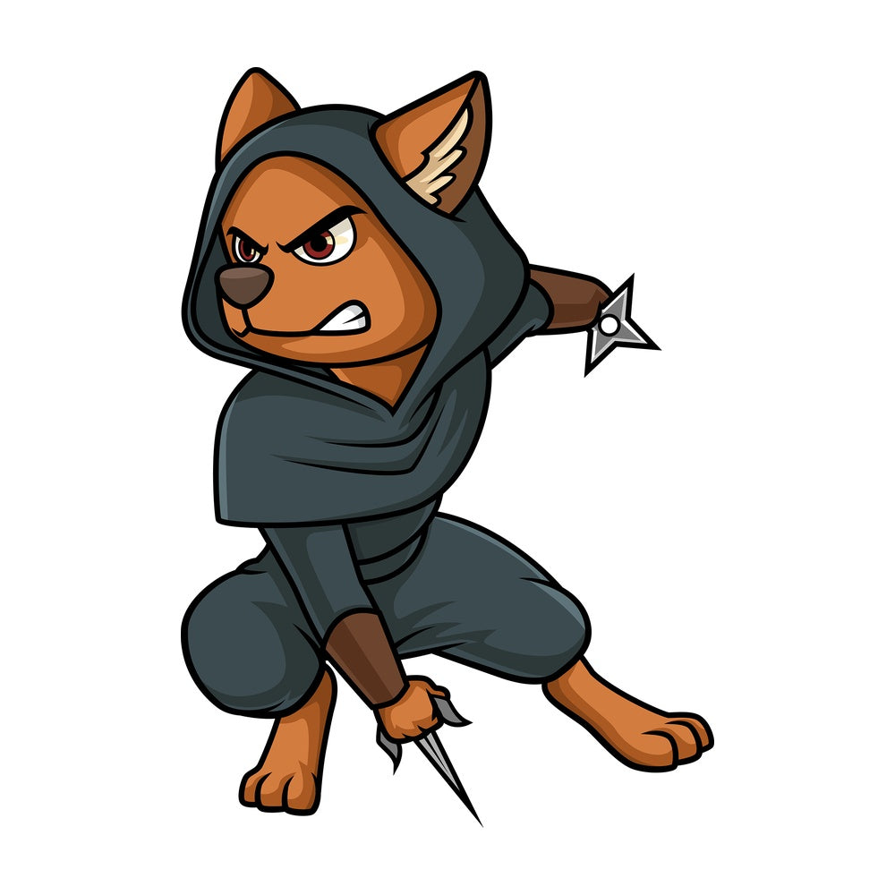 Ninja dog. PNG - JPG and vector EPS (infinitely scalable).