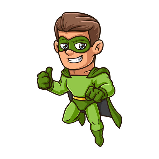 Man in green superhero costume. PNG - JPG and vector EPS (infinitely scalable).