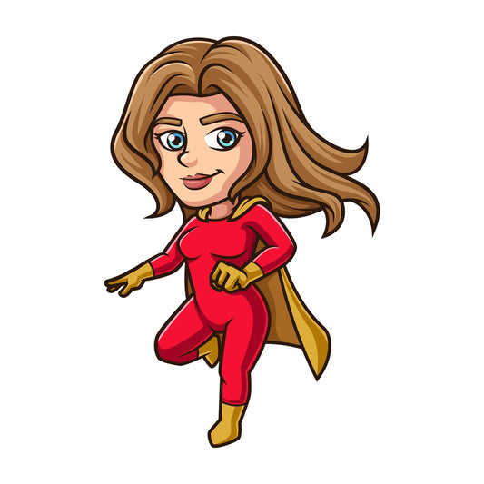 Female super hero flying. PNG - JPG and vector EPS (infinitely scalable).