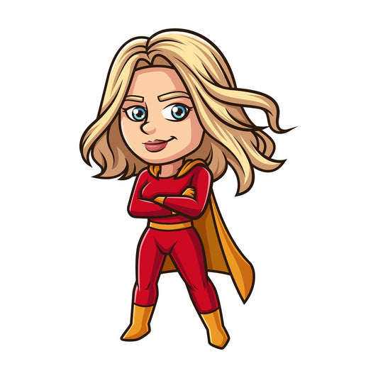 Woman dressed as a superhero. PNG - JPG and vector EPS (infinitely scalable).