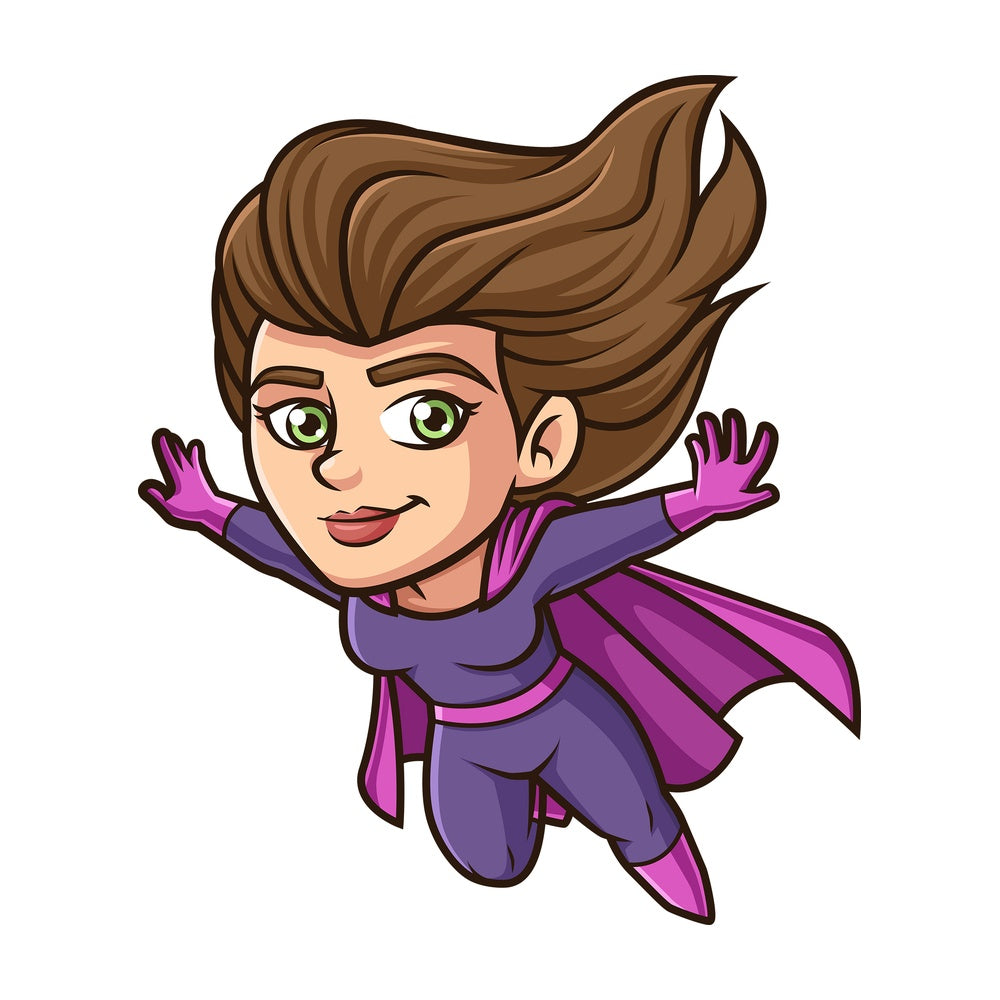 Female superhero flying. PNG - JPG and vector EPS (infinitely scalable).