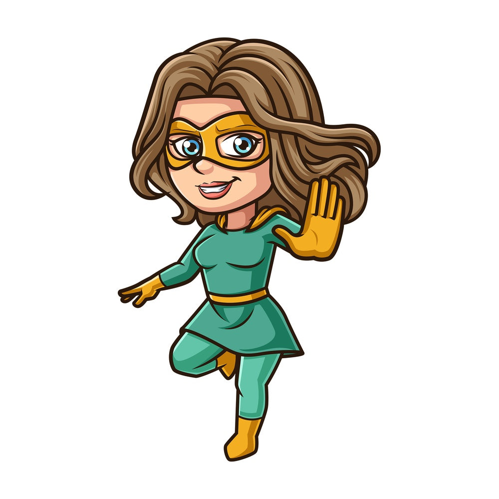 Female superhero stop gesture. PNG - JPG and vector EPS (infinitely scalable).