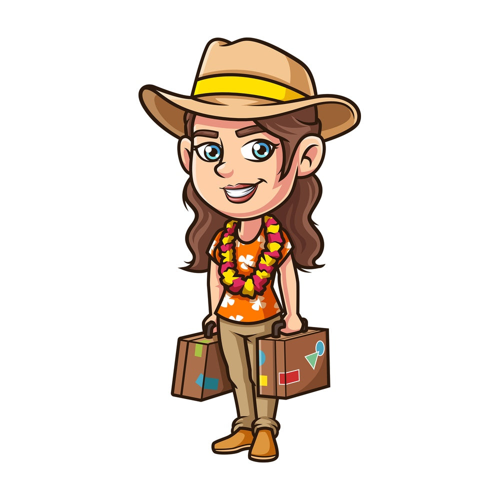 Happy female traveler. PNG - JPG and vector EPS (infinitely scalable).