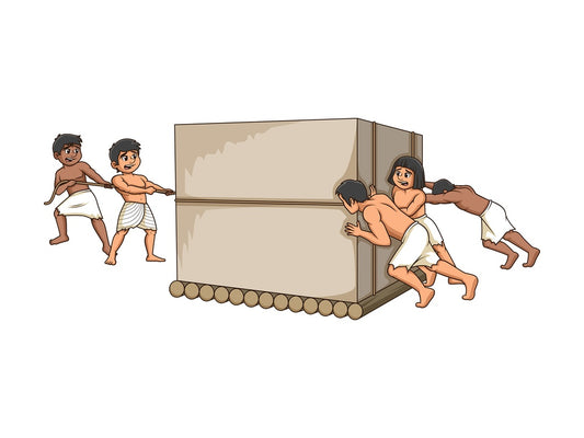 Egyptian slaves moving a large stone. PNG - JPG and vector EPS (infinitely scalable).