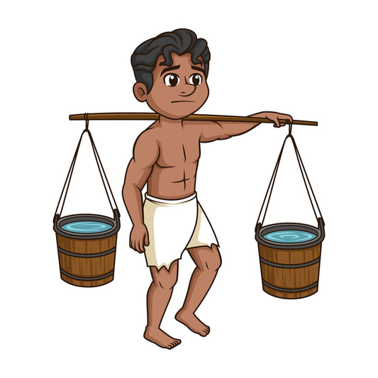 Male slave carrying water buckets. PNG - JPG and vector EPS (infinitely scalable).