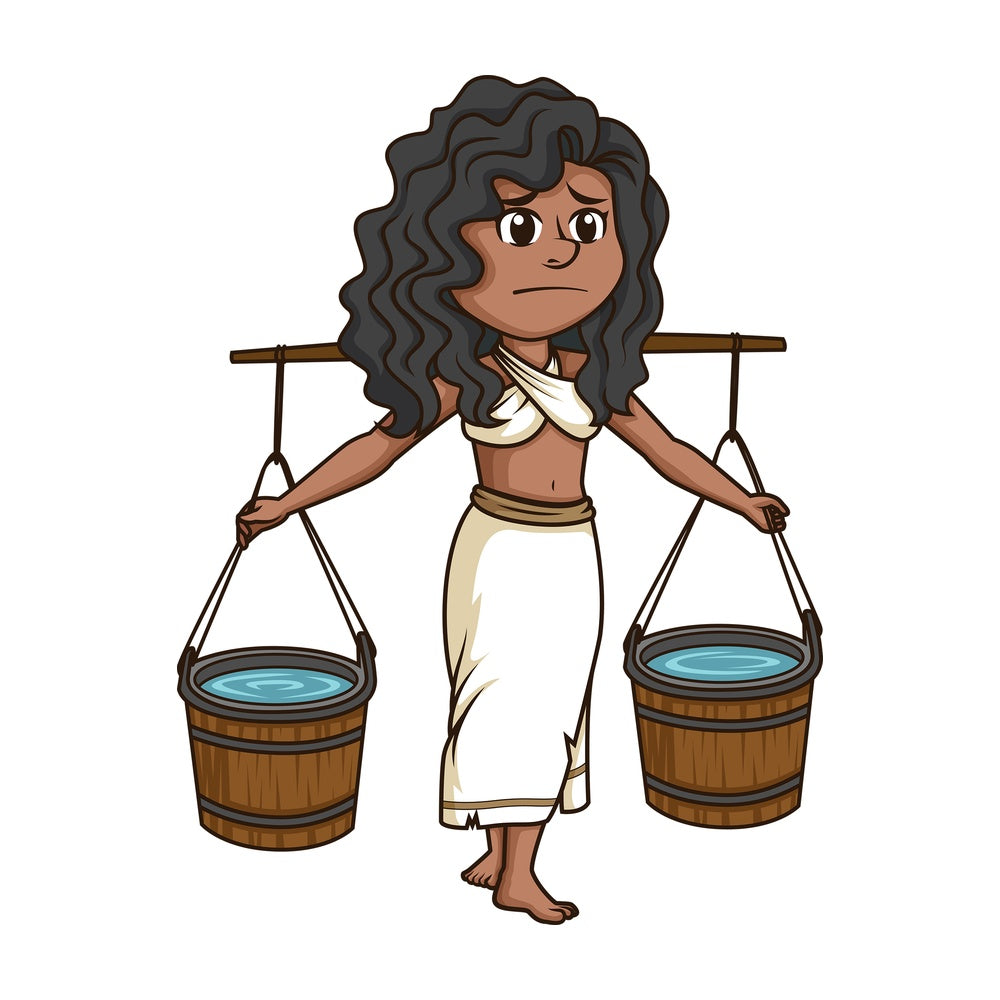 Female slave carrying water. PNG - JPG and vector EPS (infinitely scalable).