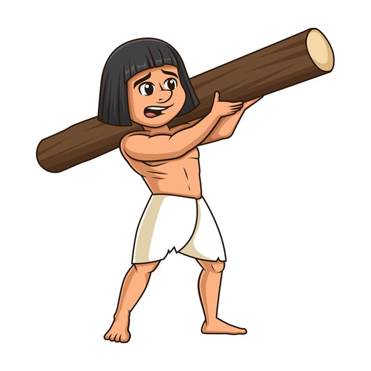 Egyptian slave carrying tree trunk. PNG - JPG and vector EPS (infinitely scalable).