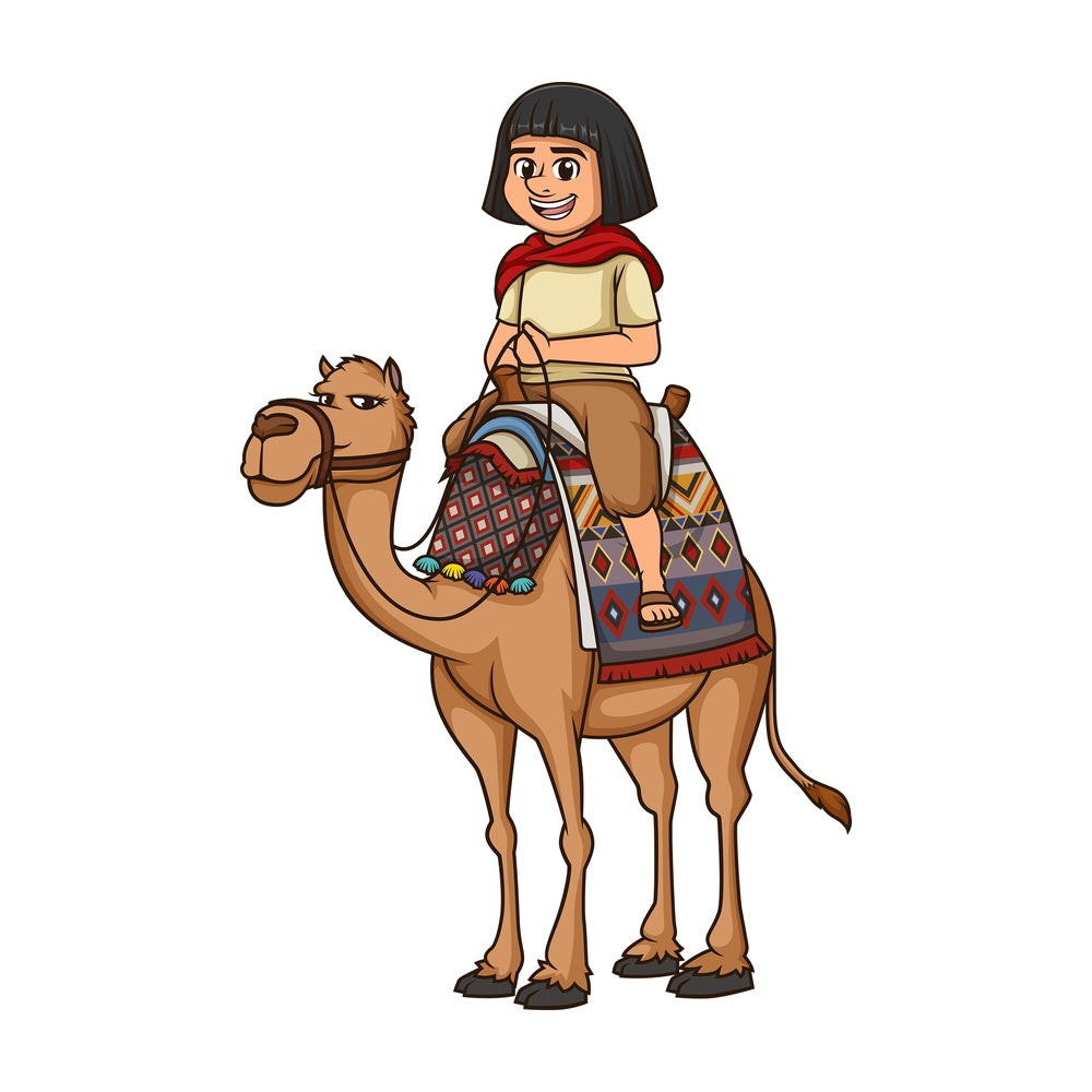 Egyptian man riding a camel. PNG - JPG and vector EPS (infinitely scalable).