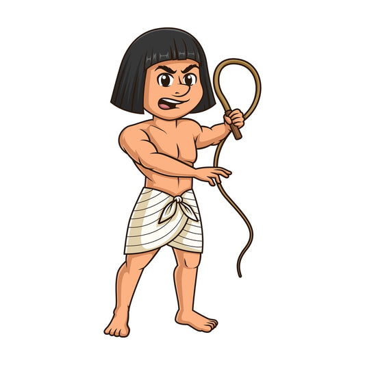 Ancient egyptian slavemaster with whip. PNG - JPG and vector EPS file formats (infinitely scalable). Image isolated on transparent background.