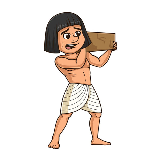 Ancient egyptian slave carrying brick. PNG - JPG and vector EPS file formats (infinitely scalable). Image isolated on transparent background.