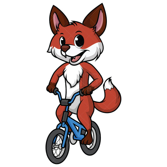 Royalty-free stock vector illustration of a fox riding bike.