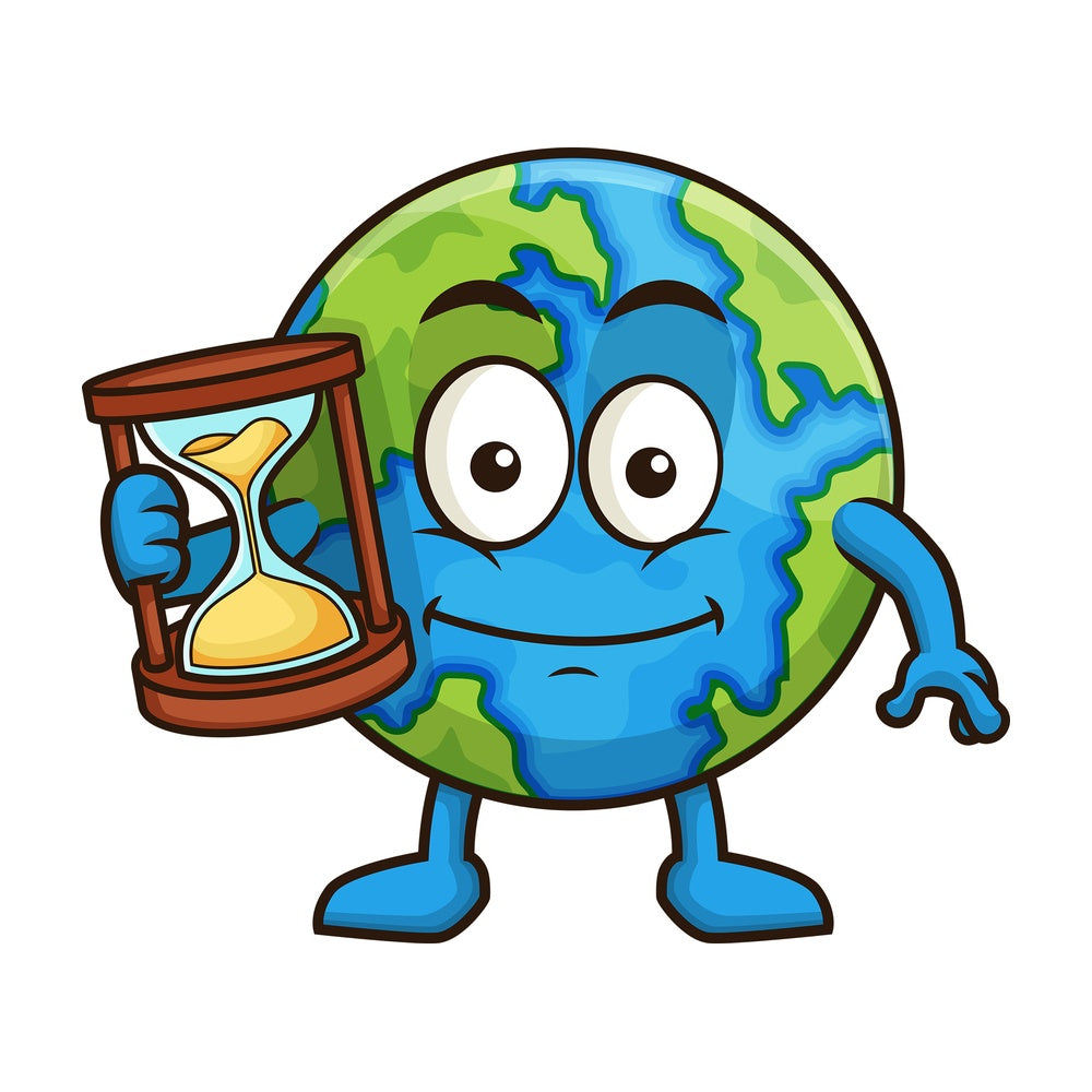 Earth holding an hourglass. PNG - JPG and vector EPS (infinitely scalable).