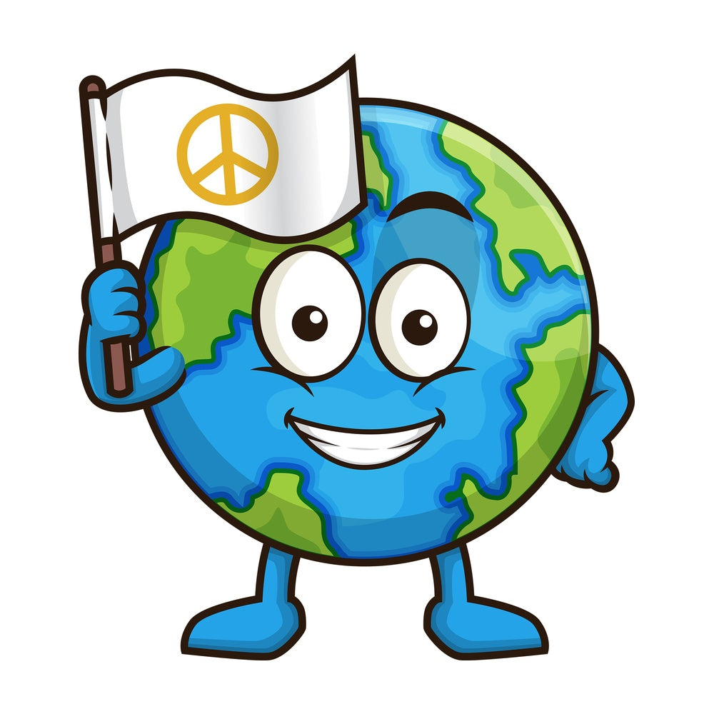 Earth waving white flag. PNG - JPG and vector EPS (infinitely scalable).