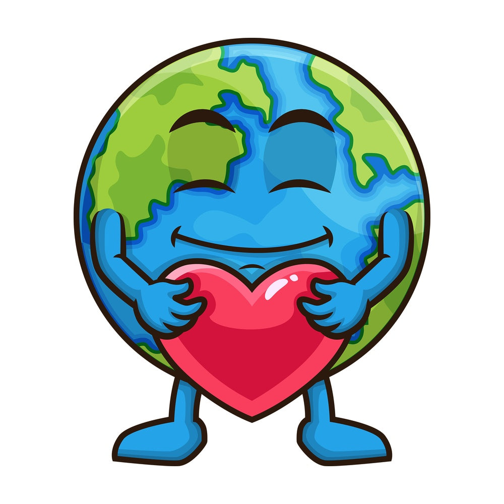 Earth holding a red heart. PNG - JPG and vector EPS (infinitely scalable).