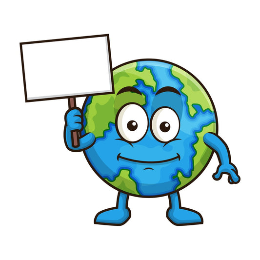 Earth holding blank sign. PNG - JPG and vector EPS (infinitely scalable).