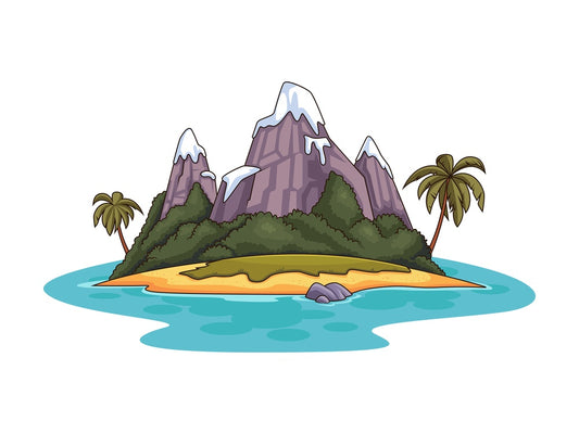 Mountainous tropical island. PNG - JPG and vector EPS (infinitely scalable).