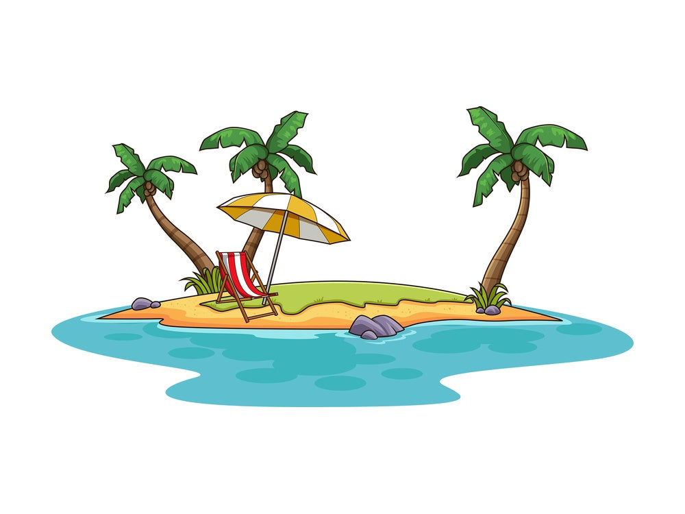 Tropical island with beach chair. PNG - JPG and vector EPS (infinitely scalable).
