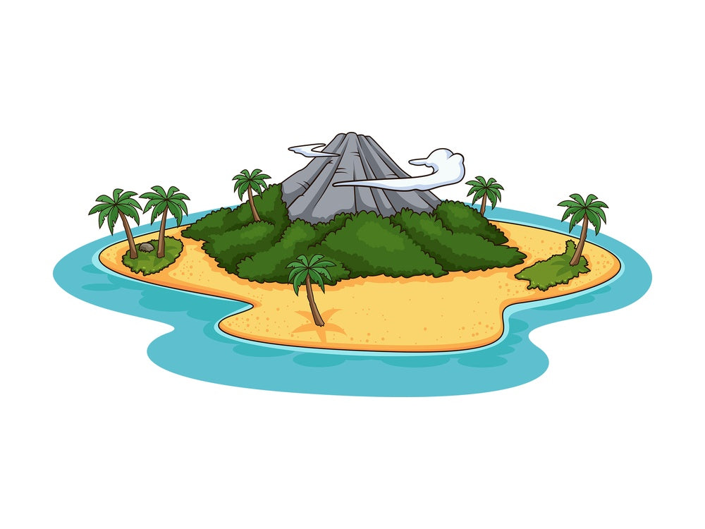 Island with volcano. PNG - JPG and vector EPS (infinitely scalable).