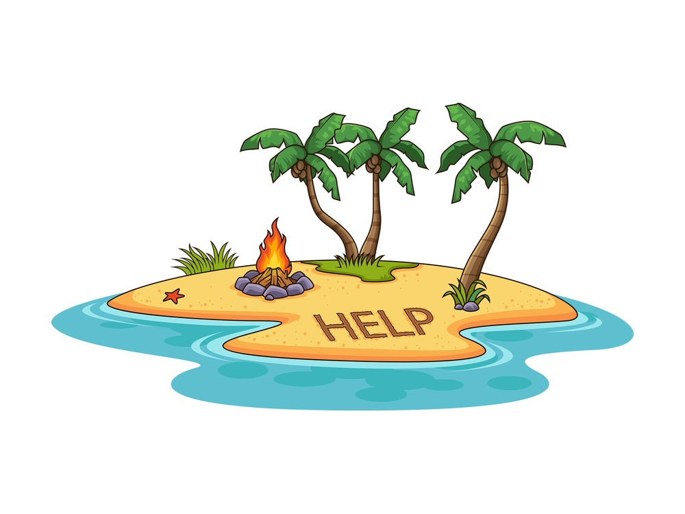 Island with help distress signal. PNG - JPG and vector EPS (infinitely scalable).
