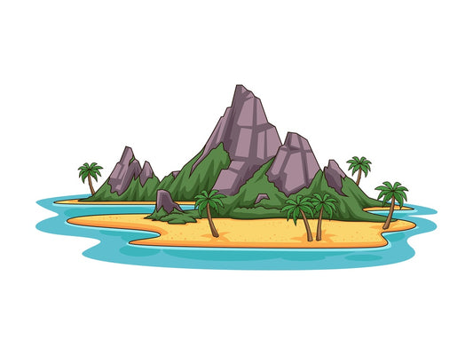 Island with rock mountains. PNG - JPG and vector EPS (infinitely scalable).