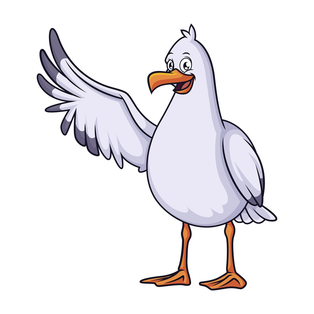 Seagull raising wing. PNG - JPG and vector EPS (infinitely scalable).