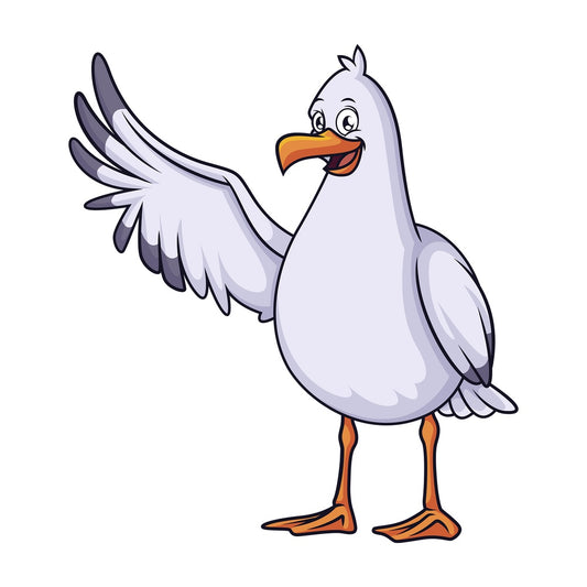 Seagull raising wing. PNG - JPG and vector EPS (infinitely scalable).