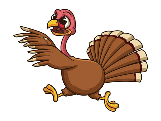 Scared turkey running away. PNG - JPG and vector EPS (infinitely scalable). Image isolated on transparent background.
