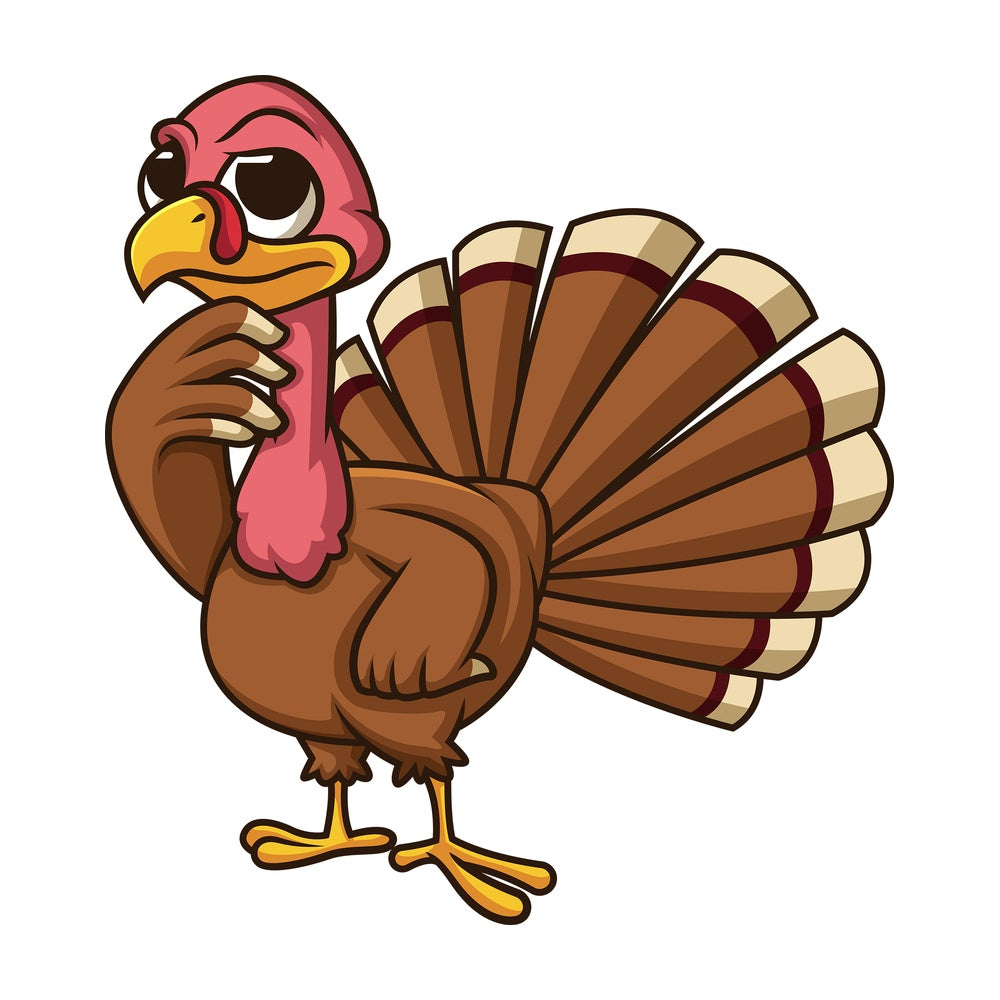Turkey thinking. PNG - JPG and vector EPS (infinitely scalable). Image isolated on transparent background.