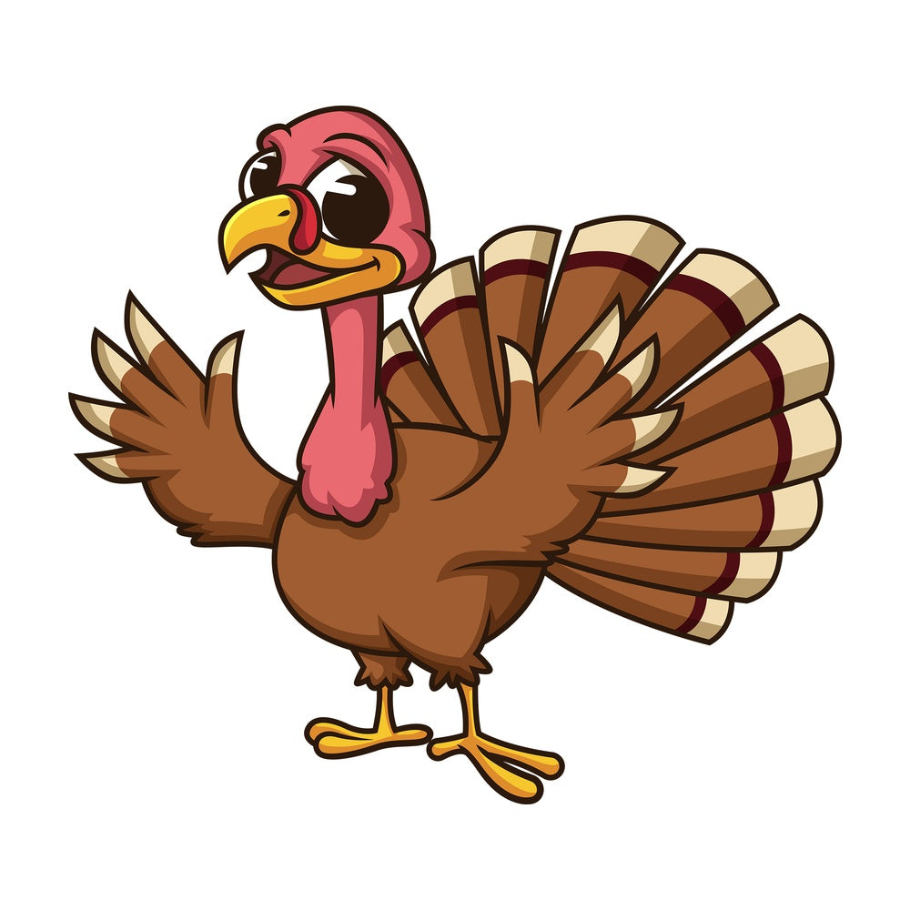 Cheering turkey. PNG - JPG and vector EPS (infinitely scalable). Image isolated on transparent background.