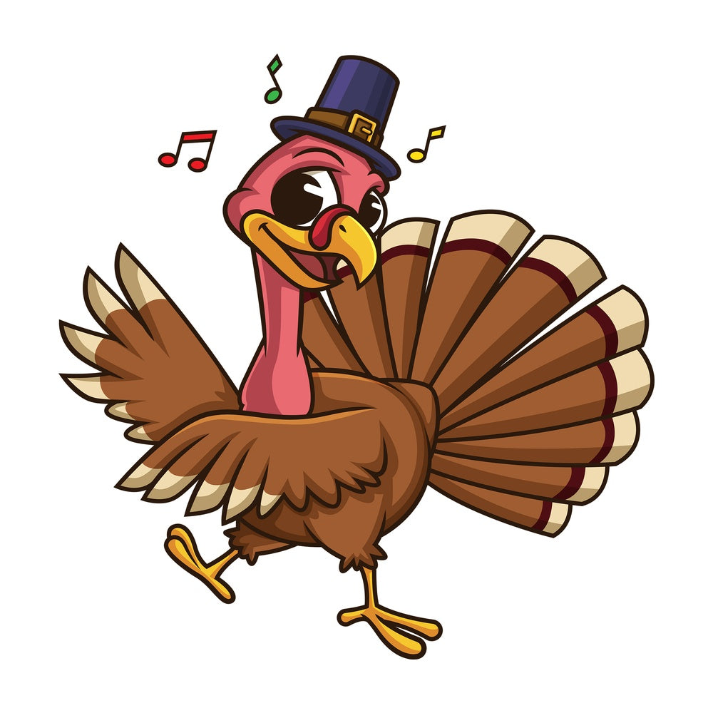 Pilgrim turkey dancing. PNG - JPG and vector EPS (infinitely scalable).