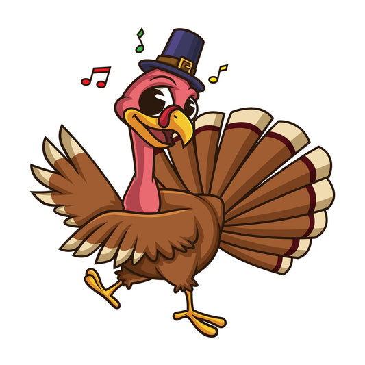 Pilgrim turkey dancing. PNG - JPG and vector EPS (infinitely scalable).