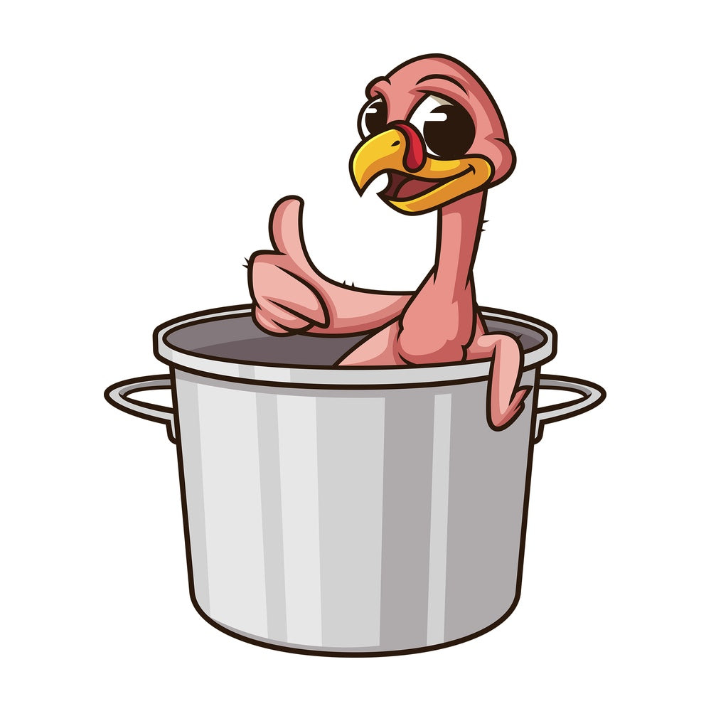 Featherless turkey in a pot. PNG - JPG and vector EPS (infinitely scalable).