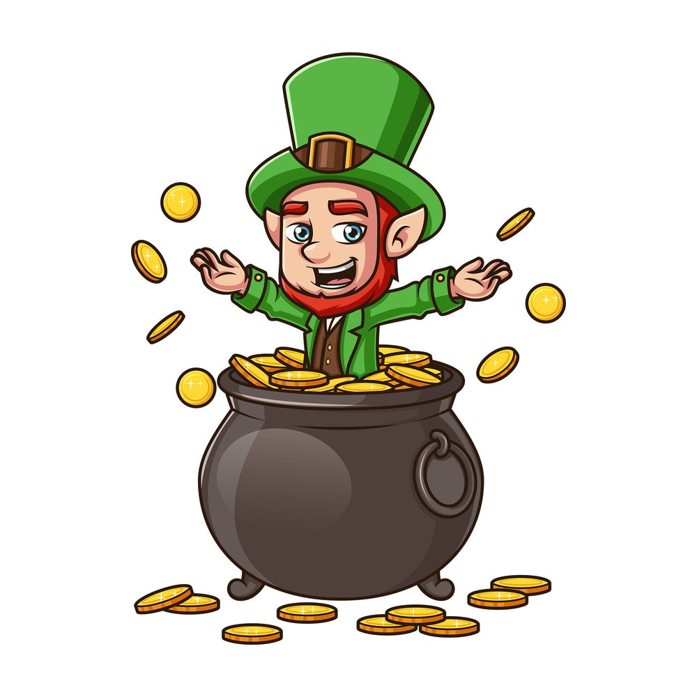 Leprechaun in pot of gold. PNG - JPG and vector EPS (infinitely scalable). Image isolated on transparent background.