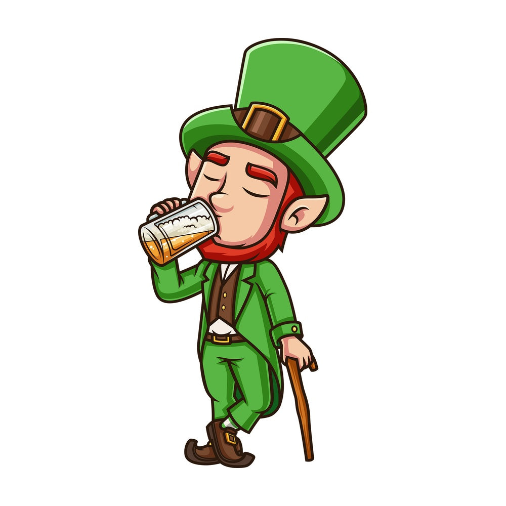 Leprechaun drinking beer. PNG - JPG and vector EPS (infinitely scalable). Image isolated on transparent background.