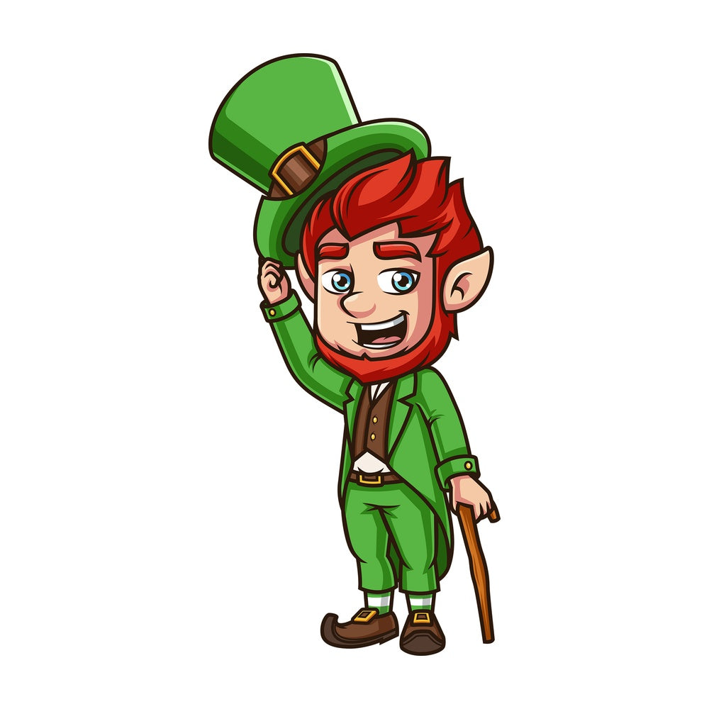 Leprechaun taking off his hat. PNG - JPG and vector EPS (infinitely scalable).