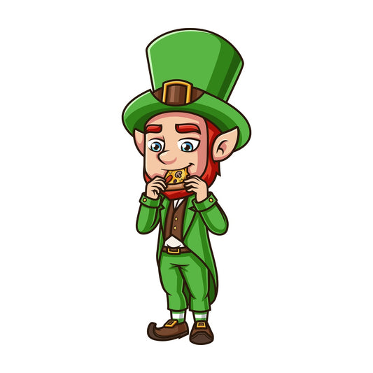 Leprechaun eating pizza. PNG - JPG and vector EPS (infinitely scalable).